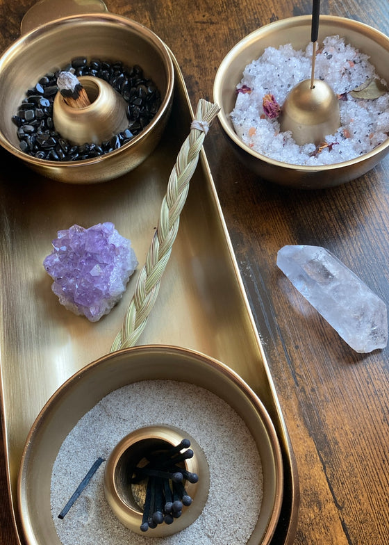 Antique Brass Intention Tray & Bowl Set