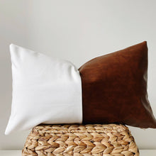  Cognac Vegan Leather Lumbar Pillow