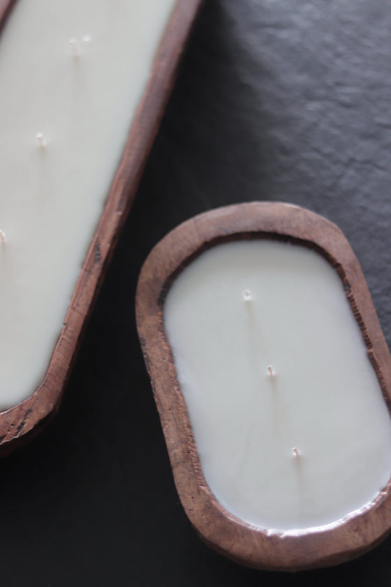 Wooden Dough Bowl Candle